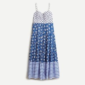 JCrew Maxi Dress in Block Print w/ Pockets - Size 4, Blue and White